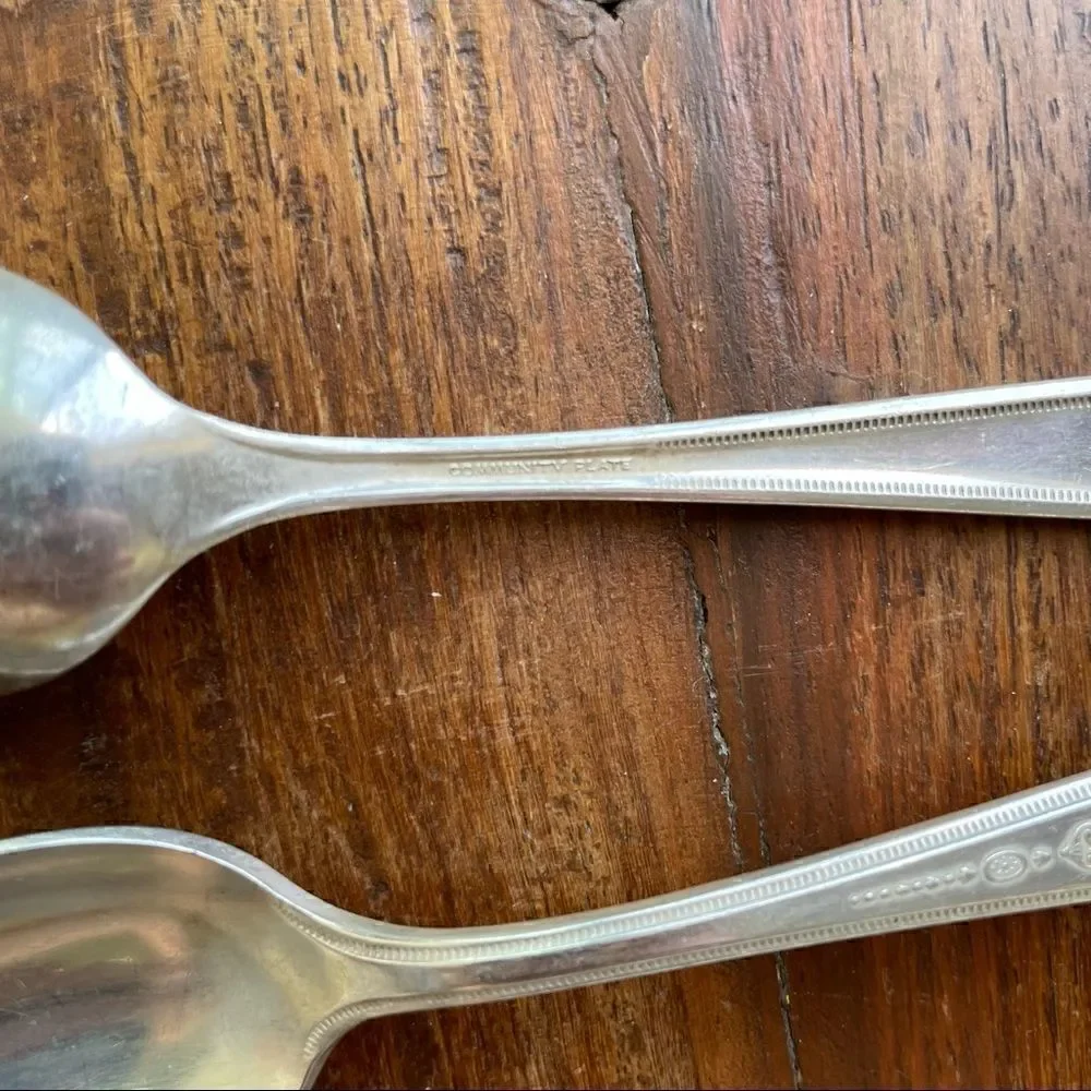 Antique 1921 Oneida Community Plate Grosvenor Teaspoons Set of 6 With Monogram